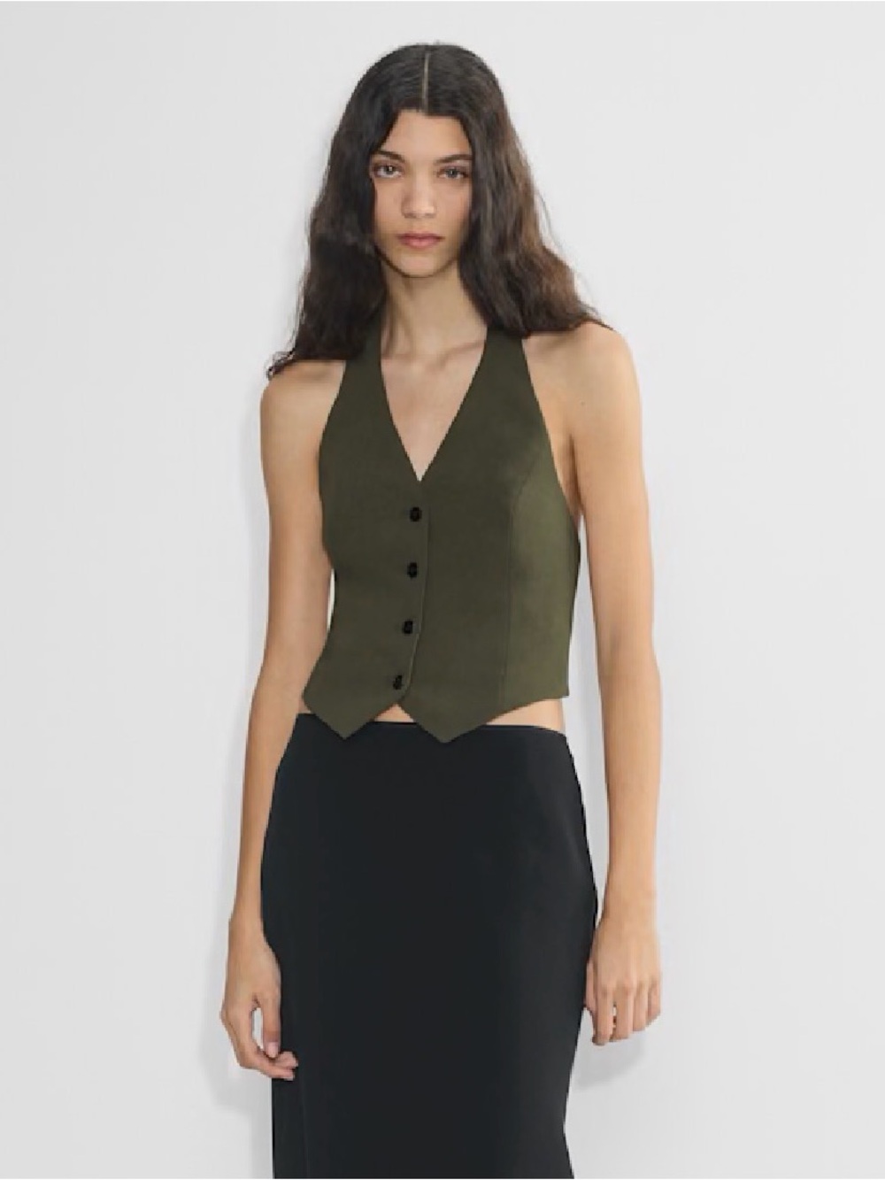 Brand New Aritizia Vito Vest Olive Green V-Neck Button Front Women's Vest Top